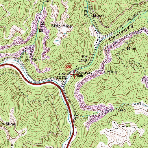 Topographic Map of Contrary School, VA