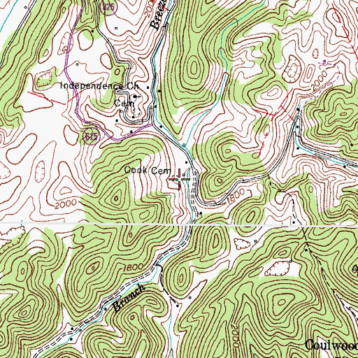 Topographic Map of Cook Cemetery, VA