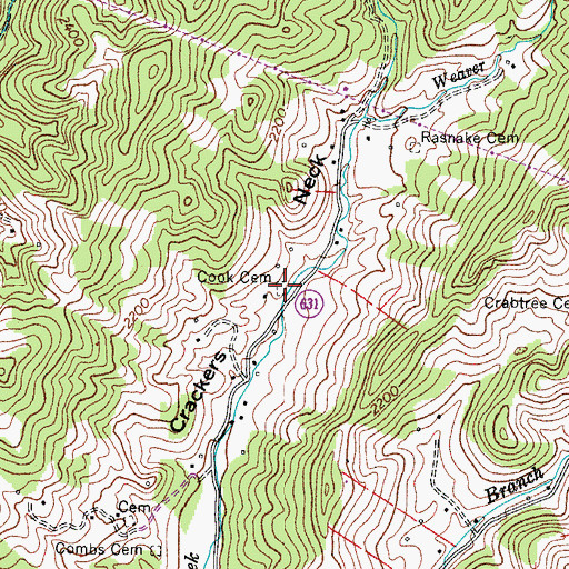 Topographic Map of Cook Cemetery, VA
