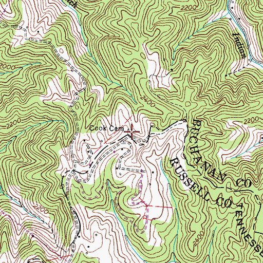 Topographic Map of Cook Cemetery, VA