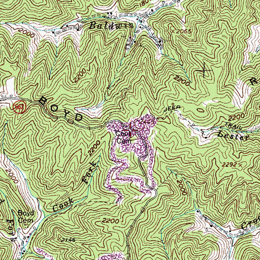 Topographic Map of Cook Cemetery, VA