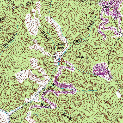 Topographic Map of Cook Fork, VA