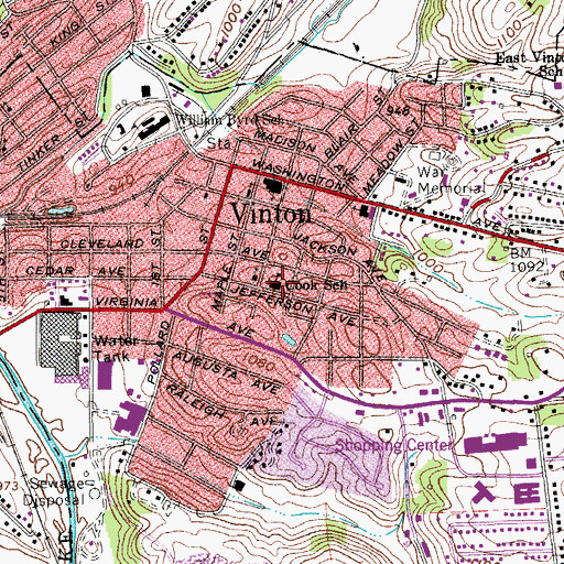 Topographic Map of Roland E Cook Alternative School, VA