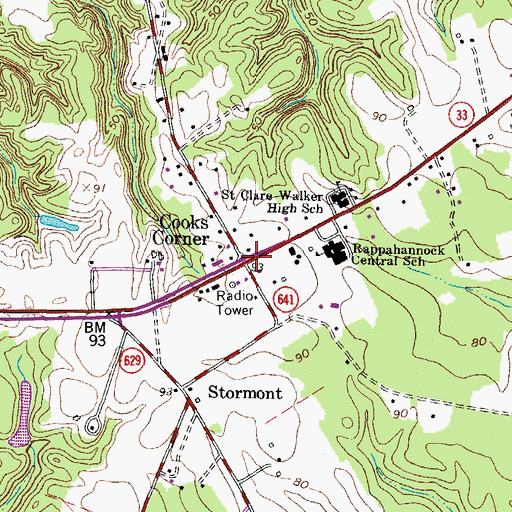 Topographic Map of Cooks Corner, VA