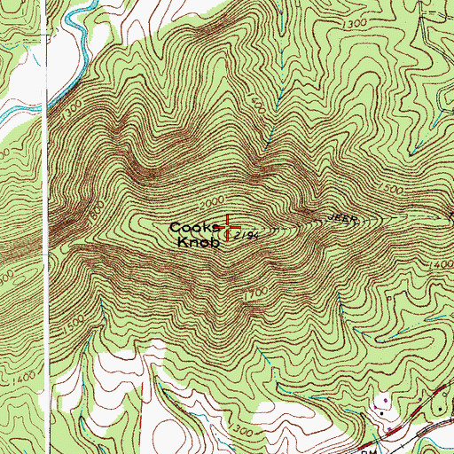 Topographic Map of Cooks Knob, VA