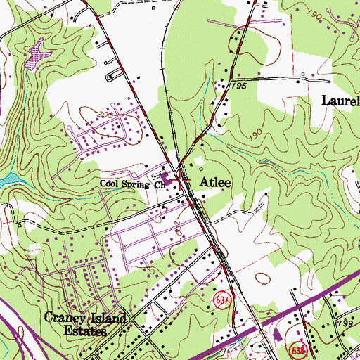 Topographic Map of Cool Spring Church, VA