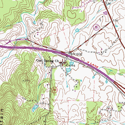 Topographic Map of Cool Spring Church, VA