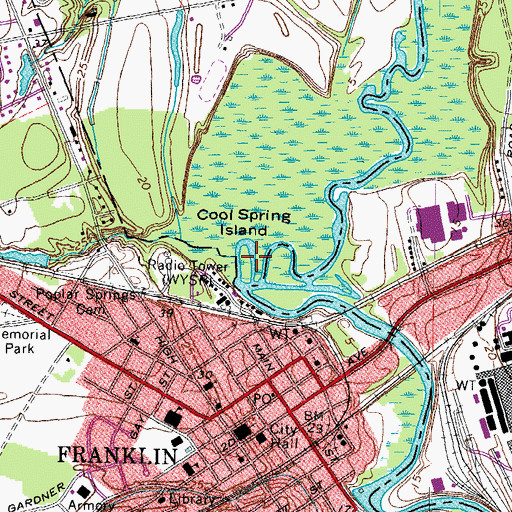 Topographic Map of Cool Spring Island, VA