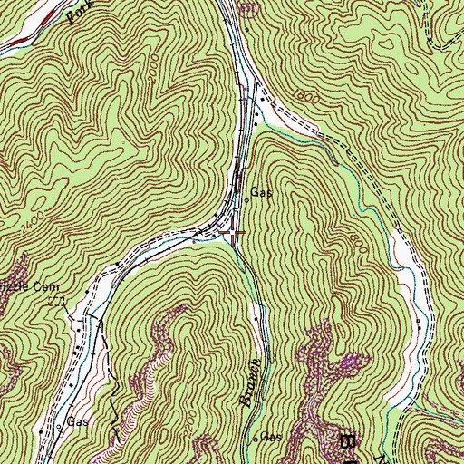 Topographic Map of Coon Branch, VA