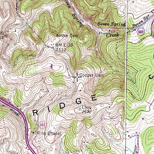 Topographic Map of Cooper Cemetery, VA