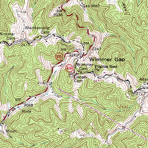 Topographic Map of Cooper Cemetery, VA