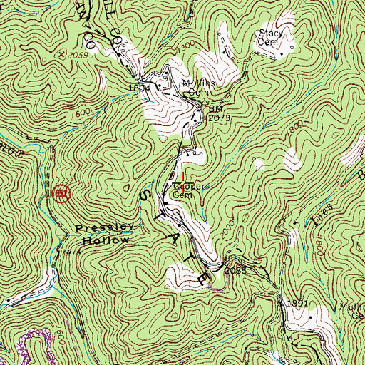 Topographic Map of Cooper Cemetery, WV