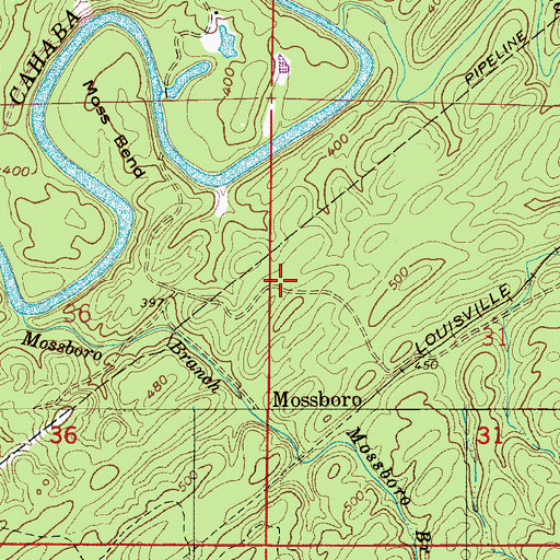 Topographic Map of Mossburg Number 1 Mine, AL