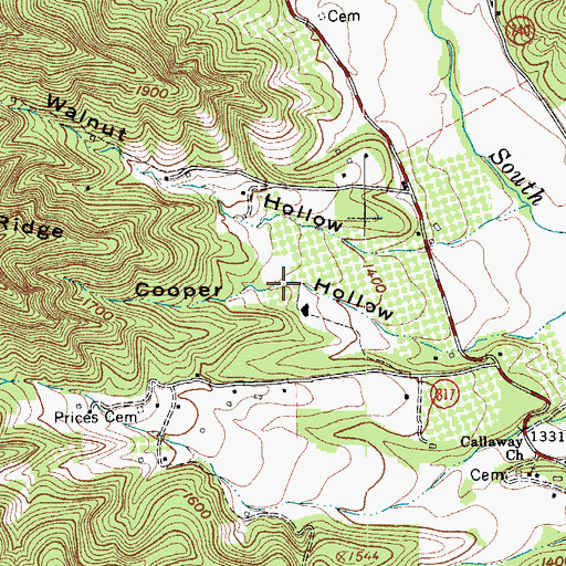 Topographic Map of Cooper Hollow, VA