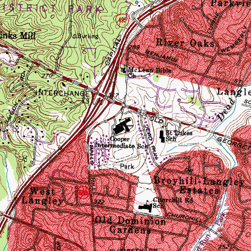 Topographic Map of Cooper Middle School, VA