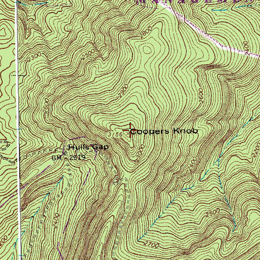 Topographic Map of Coopers Knob, VA