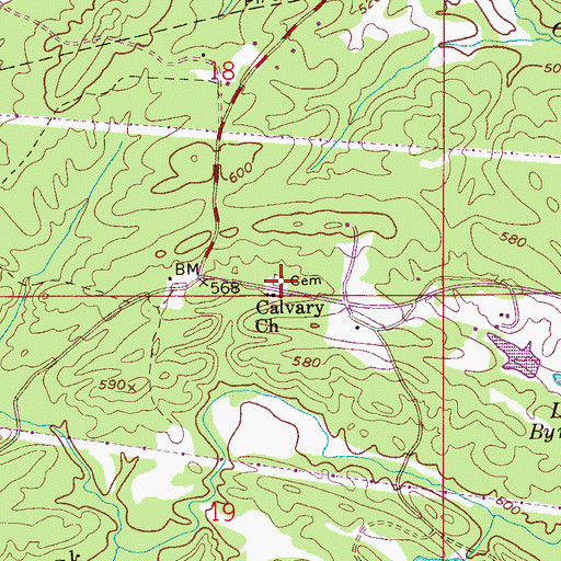 Topographic Map of Mount Calvary Cemetery, AL