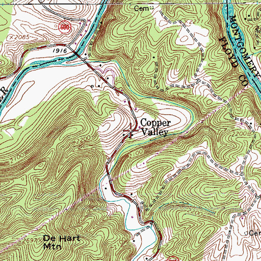 Topographic Map of Copper Valley, VA