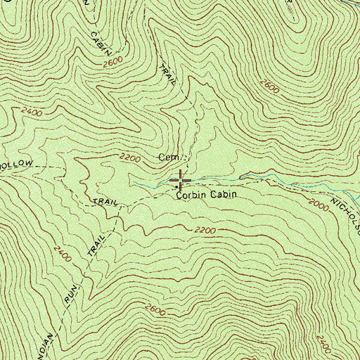Topographic Map of Corbin Cabin, VA