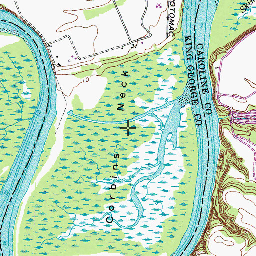 Topographic Map of Corbins Neck, VA