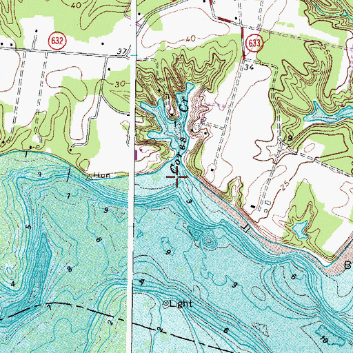 Topographic Map of Cores Creek, VA