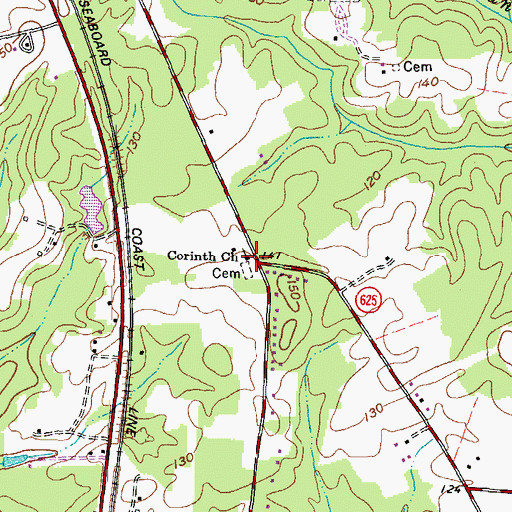 Topographic Map of Corinth Church, VA