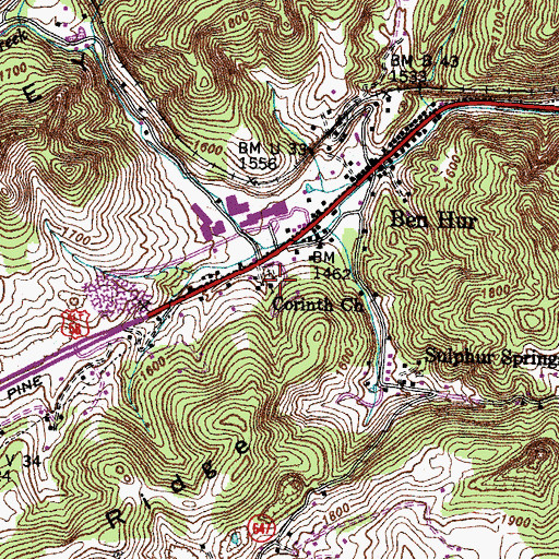 Topographic Map of Corinth Church, VA