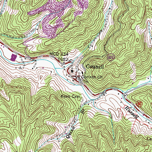 Topographic Map of Corinth Church, VA