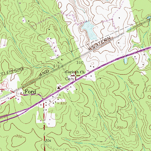 Topographic Map of Corinth Church, VA
