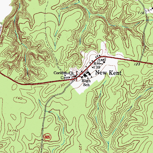 Topographic Map of Corinth Baptist Church, VA