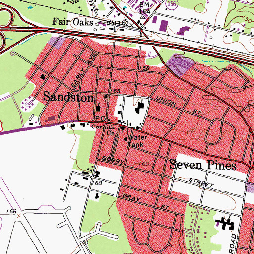 Topographic Map of Corinth Church, VA