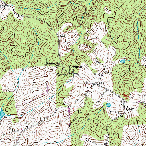 Topographic Map of Corinth Church, VA