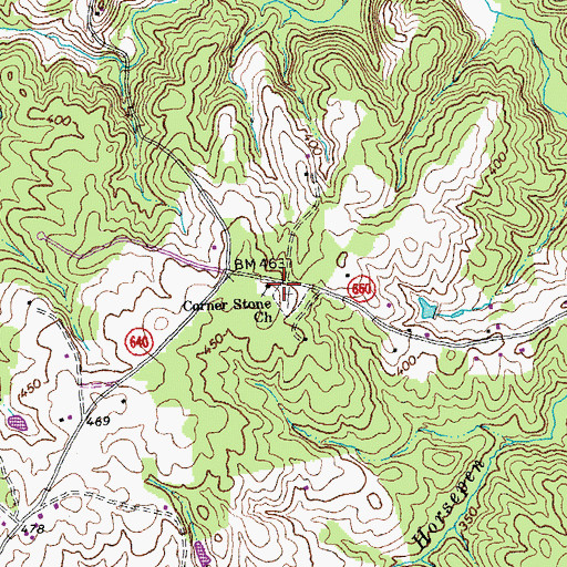 Topographic Map of Corner Stone Church, VA