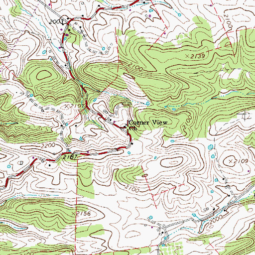 Topographic Map of Corner View Church, VA