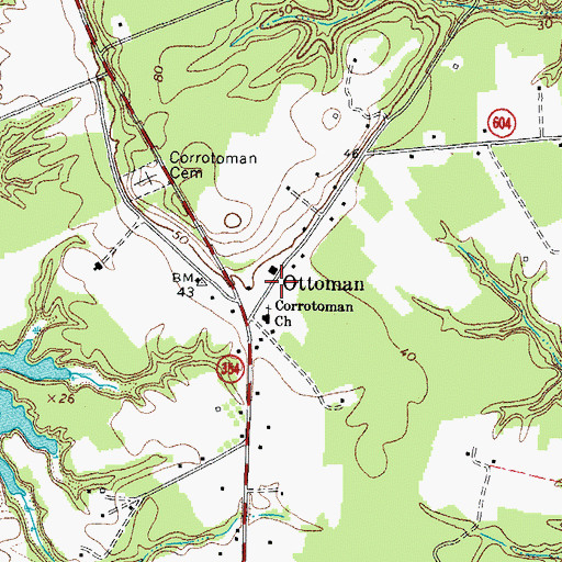 Topographic Map of Corrotoman Church, VA