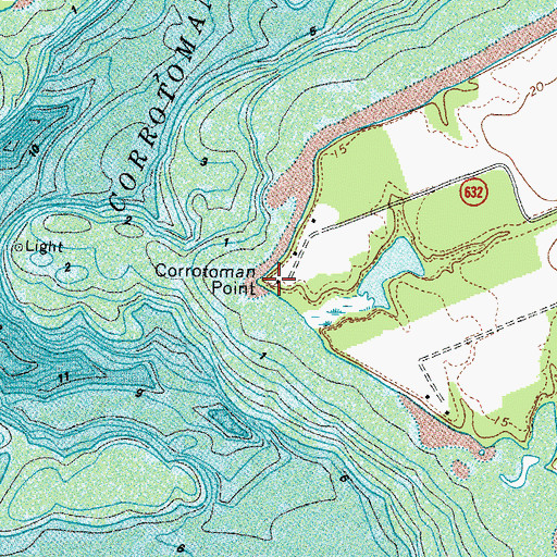 Topographic Map of Corrotoman Point, VA