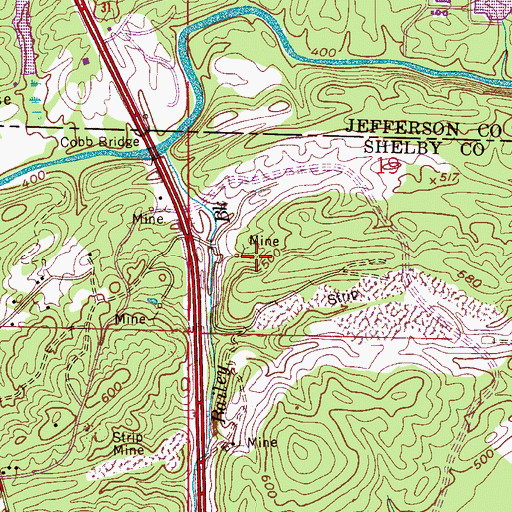 Topographic Map of Moyle Mine, AL