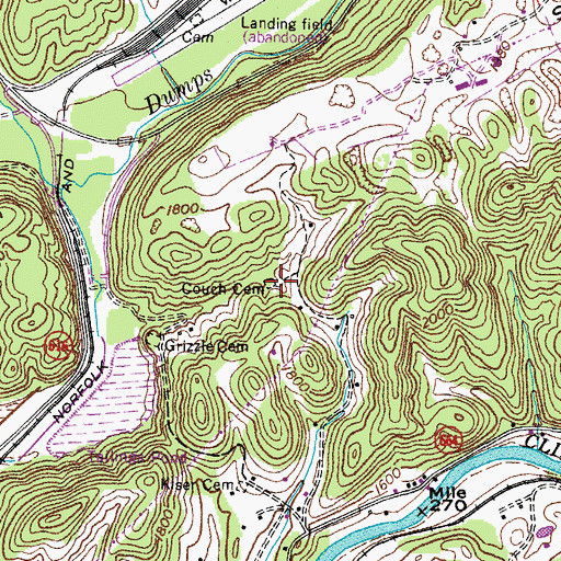 Topographic Map of Couch Cemetery, VA