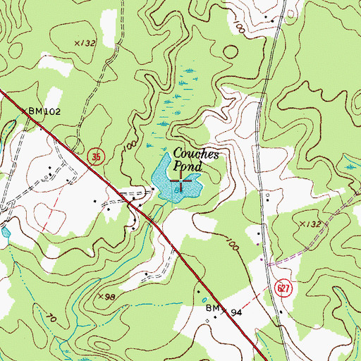 Topographic Map of Couches Pond, VA