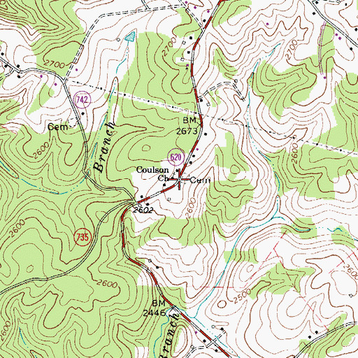 Topographic Map of Coulson Church, VA