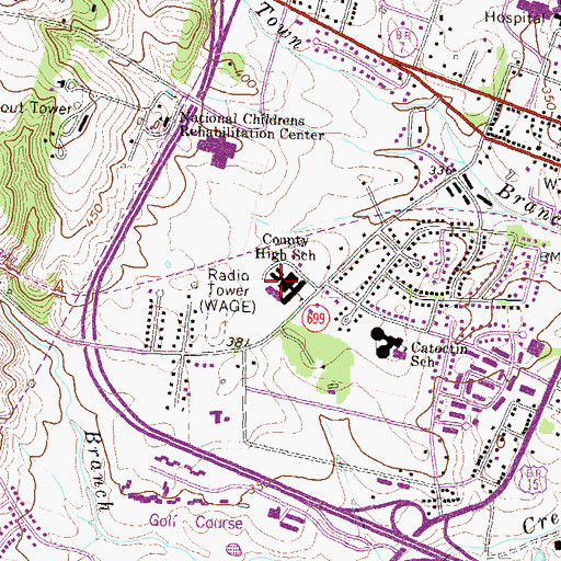 Topographic Map of Loudoun County High School, VA