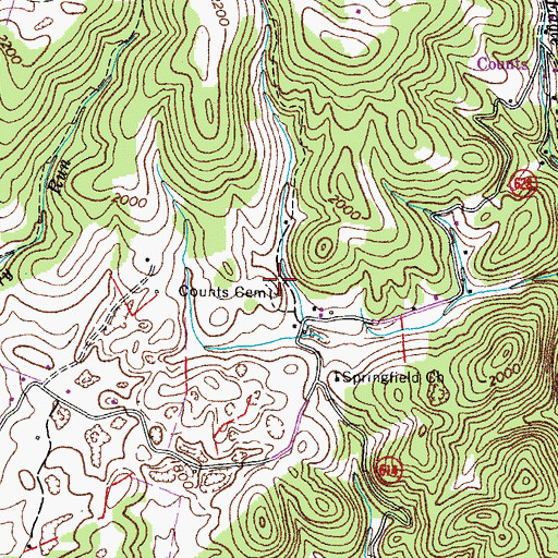Topographic Map of Counts Cemetery, VA