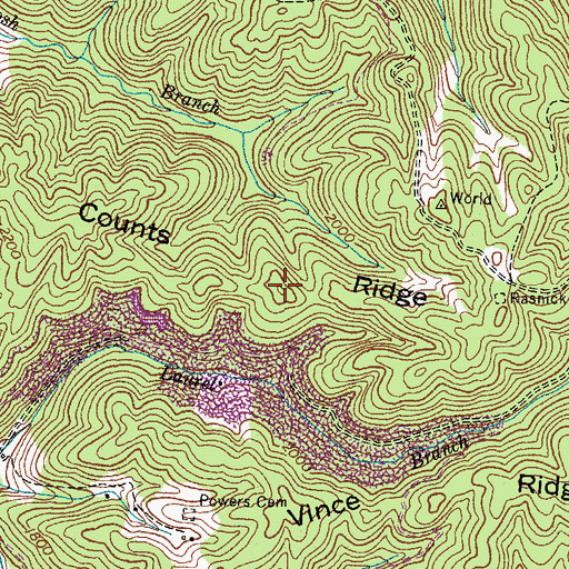 Topographic Map of Counts Ridge, VA