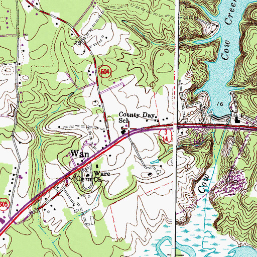 Topographic Map of County Day School, VA