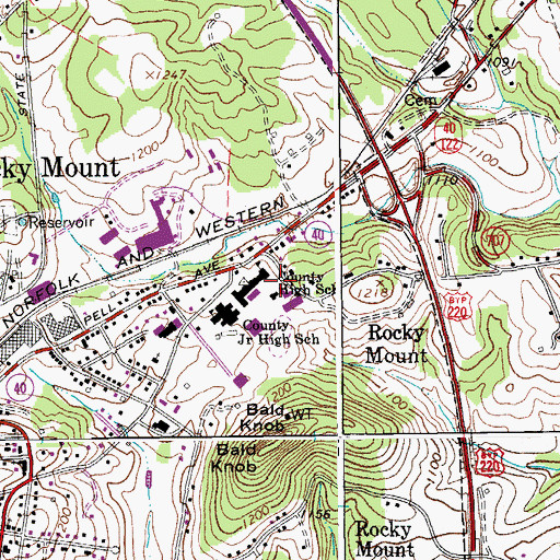 Topographic Map of County High School, VA