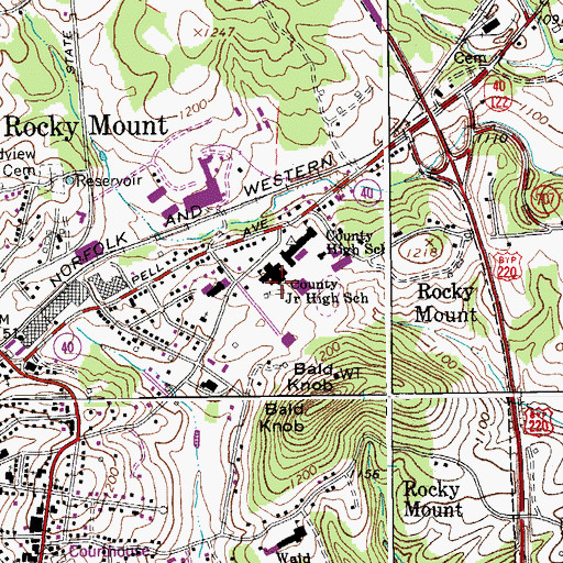 Topographic Map of County Junior High School, VA