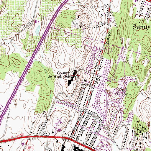 Topographic Map of Frederick County Middle School, VA