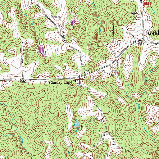 Topographic Map of County Line Church, VA