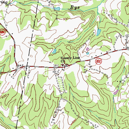 Topographic Map of County Line Church, VA