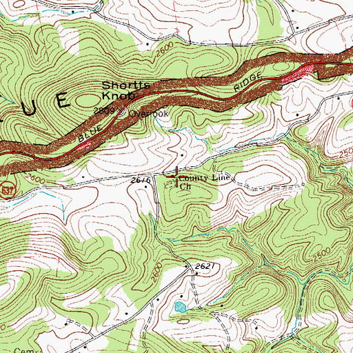 Topographic Map of County Line Church, VA